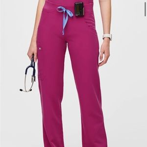 Figs scrubs Livingston small tall pants raspberry sorbet.